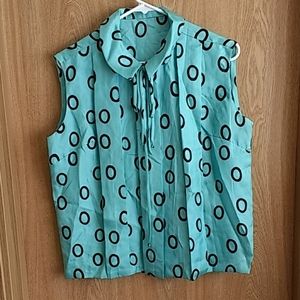 Vintage Blue and Black Blouse